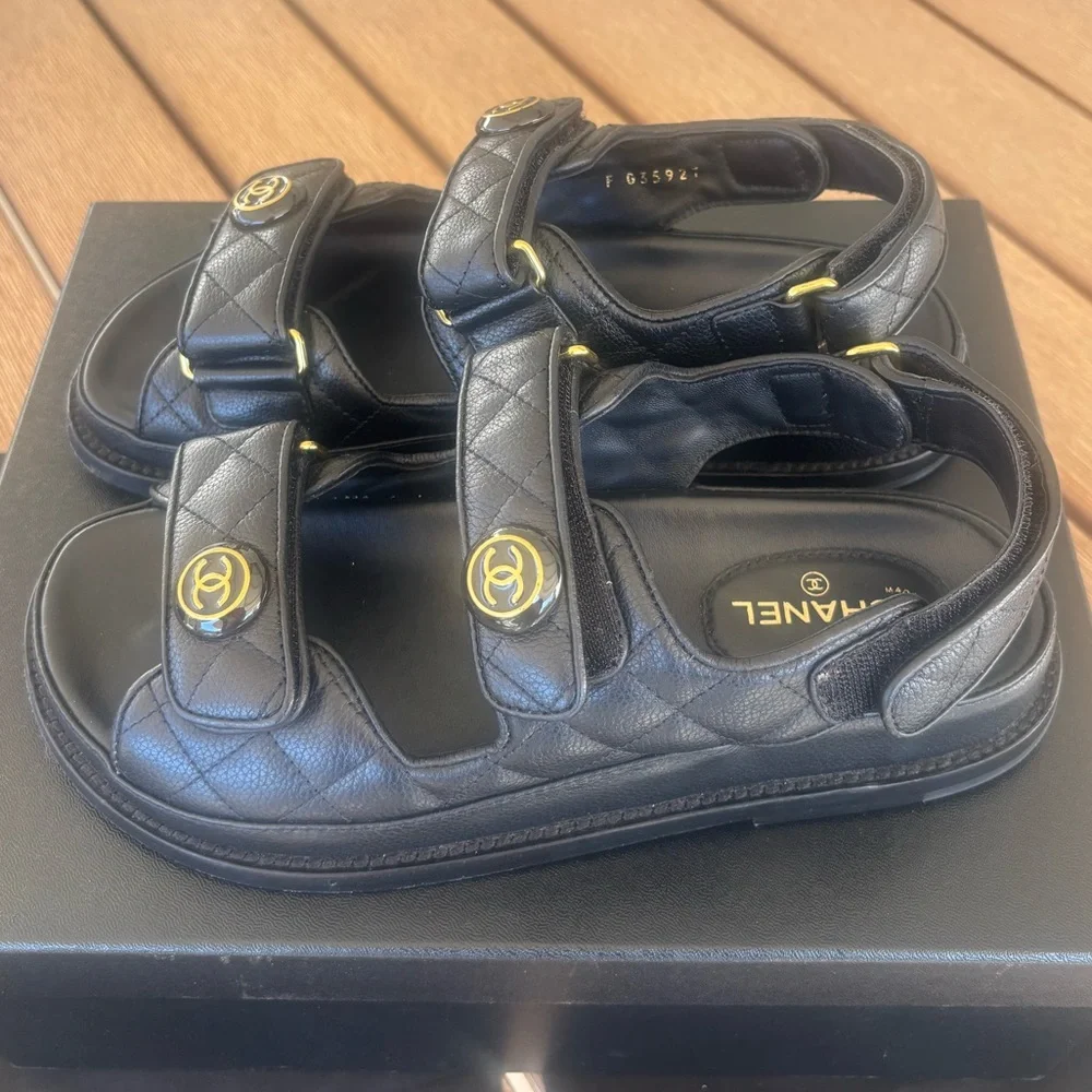 Chanel Quilted Dad Sandals - Sz 37 - Picture 4 of 11